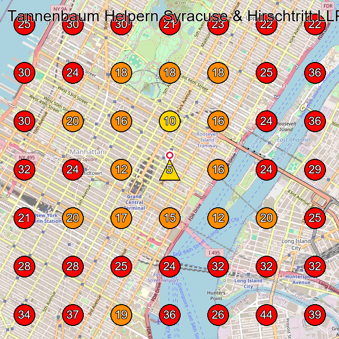 Tannenbaum Helpern Syracuse & Hirschtritt LLP GeoGrid visibility map for Legal Services in New York